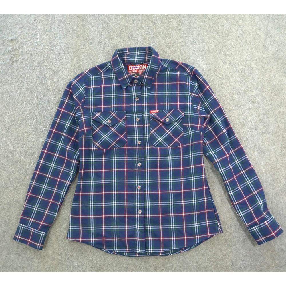 Dixxon Flannel Top Womens Medium Blue Button Up Torrance Long Sleeve Plaid